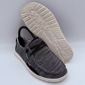 Women’s Hey Dude Wendy Sox Sparkling Black Slip-On Loafers Comfort Shoes Size 7